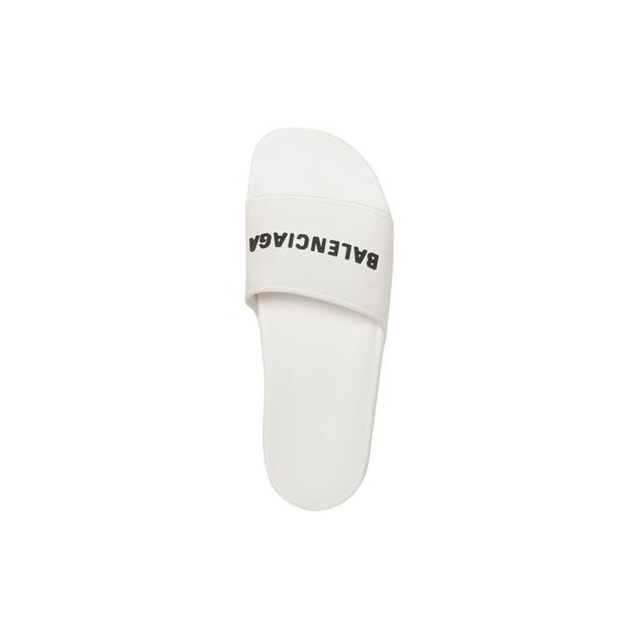 BALENCIAGA MEN'S POOL SLIDE SANDAL IN WHITE BLACK - Picture 4 of 14